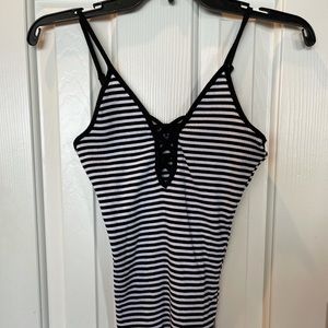 Striped tank top with cute criss cross in front